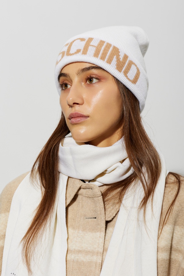 Cream Cap with logo Moschino - Vitkac Italy